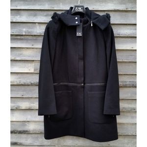 ZAC Zac Posen Convertible Coat Faux Fur Hood $495